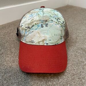 Red and Map Print Trucker Hat